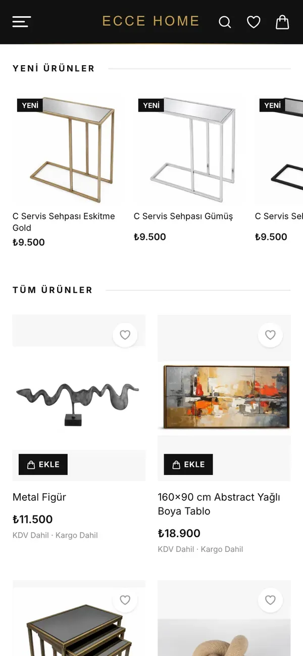 The EcceHome store on a phone.
